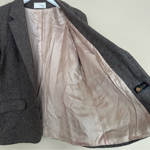 Vintage Andrea York by Farah Women 16 Wool Blazer Herringbone Academia Brown Gra - Picture 8 of 12